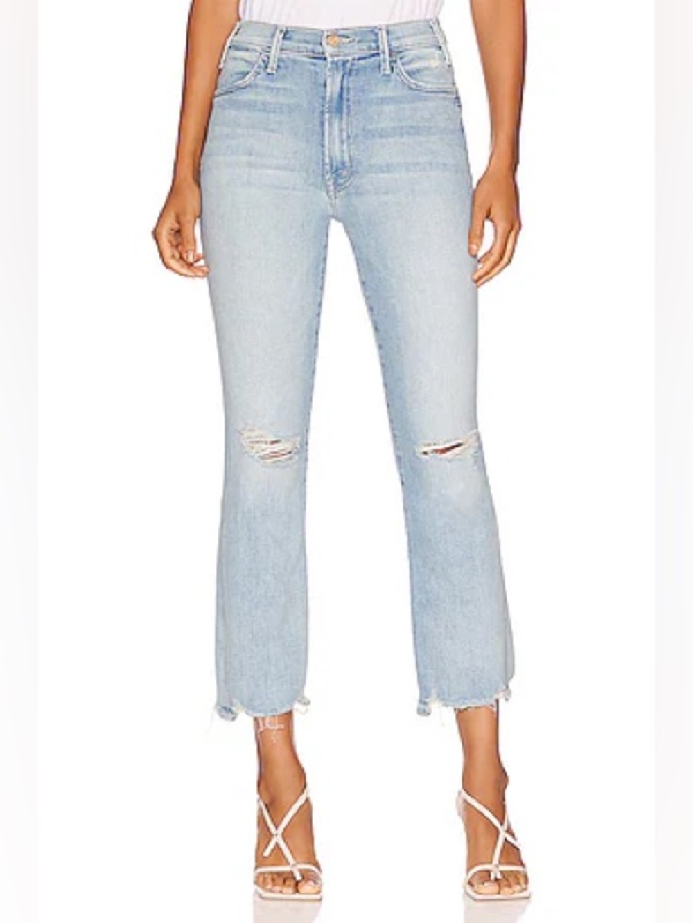 MOTHER The Hustler Ankle Chew Jeans Petal Plucker Distressed Raw Hem‎ Size 26